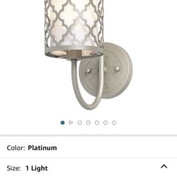 GETINLIGHT Inlight 10" High Satin Champagne 1-Light Wall Sconce, Cutout Pattern Metal Outer Shade and Off-White Linen Inner Shade, Bulb Not Included, 