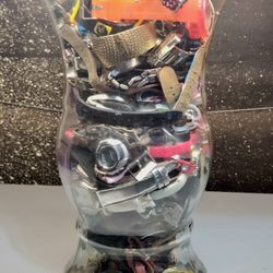 Glass Vase Full Of Collectible Wristwatches / Watch Lot
