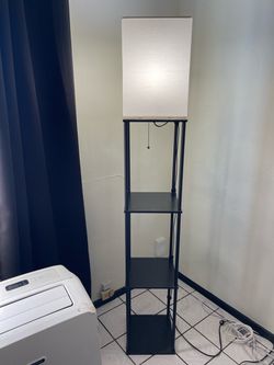 Tall floor lamp with shelves