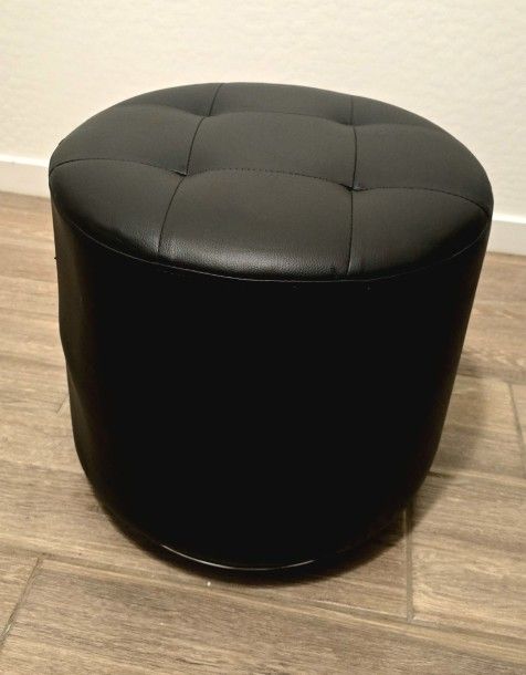 Round Black Ottoman