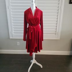 Women's Red Velvet Dress