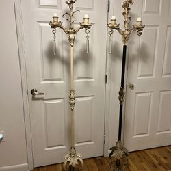 Pair Of 19th Century Candelabra French Iron Lamps
