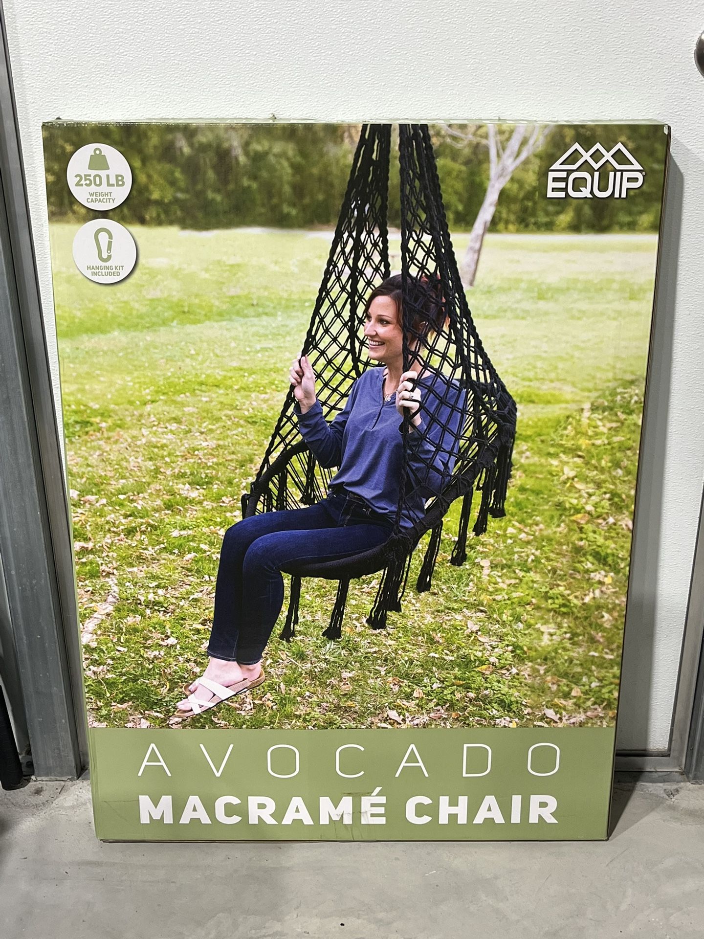NEW IN BOX Black Macramé Hanging Chair