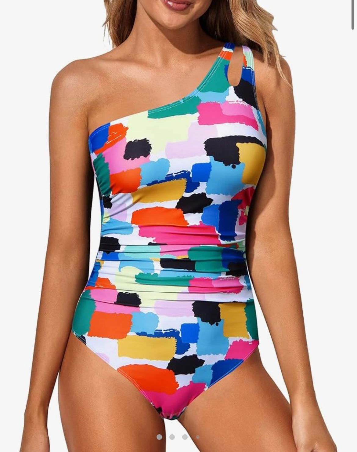 Holipick One Shoulder One Piece Swimsuit for Women Tummy Control Bathing Suits Modest Full Coverage Keyhole 