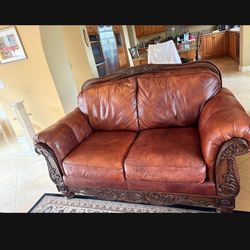 Brown leather sofa