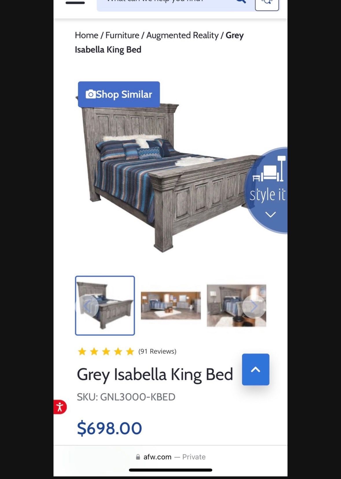 Grey - Isabelle King Bed set!! ( Practically New )