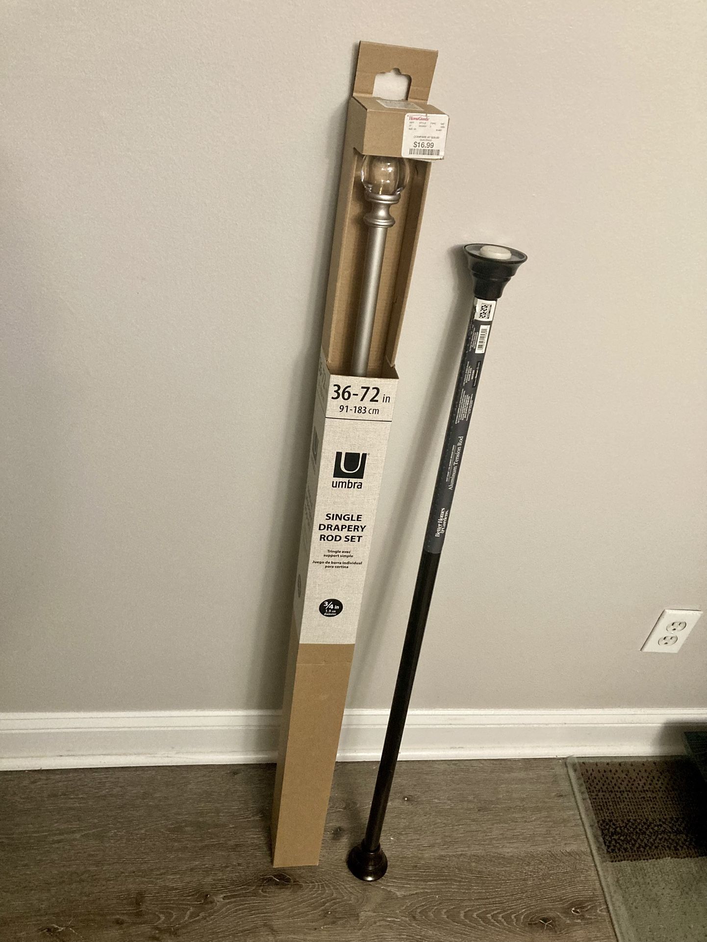 Adjustable Curtain Rods (2), 36-72 + 43-72