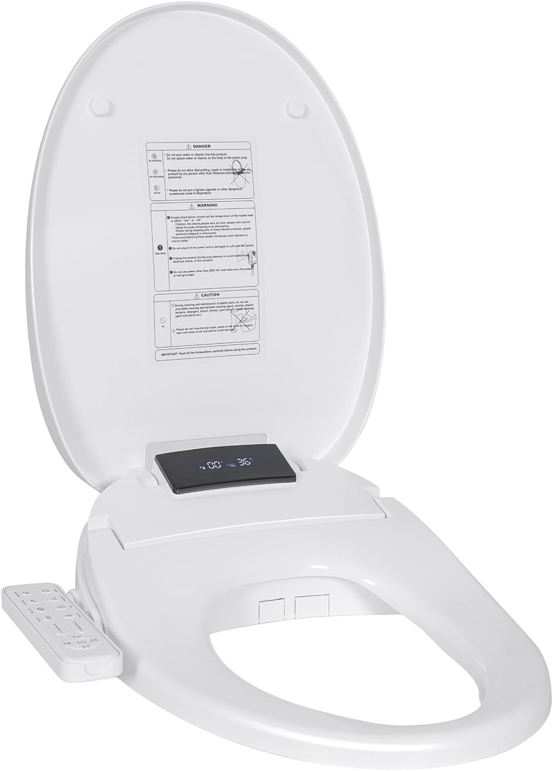 CCV Electric Bidet Toilet Seat Elongated, Warm Water Warm Air Drying, Heated Seat Bidet with