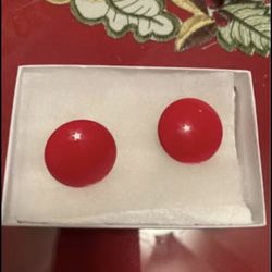 Vintage MCM Retro Red Button Clip Earrings (Johnstown Ohio)