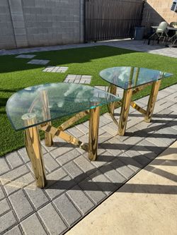 1980 Post Modern Tubular Brass Side Table