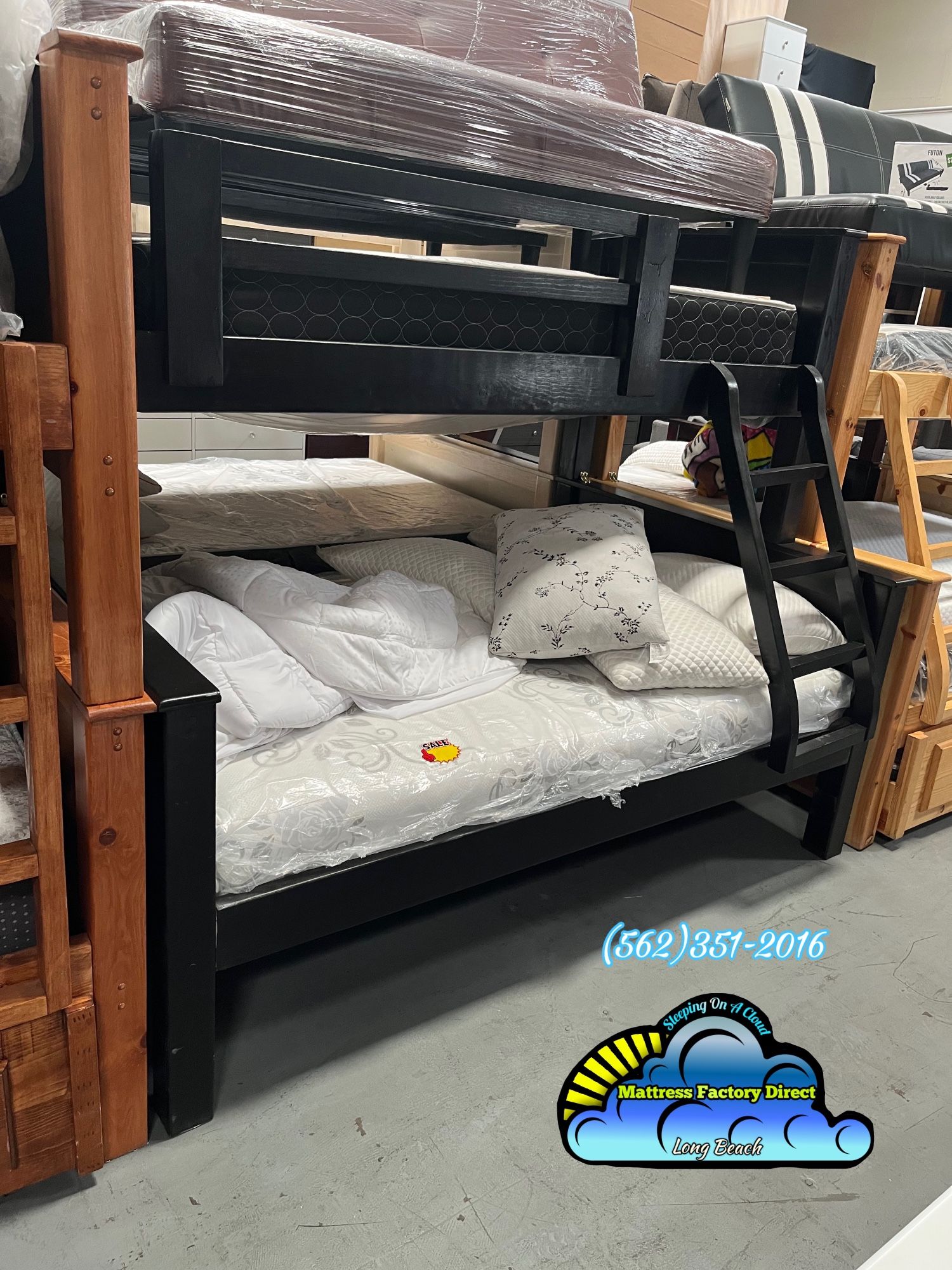 Twin Full Black Bunk Bed With Mattresses Colchones Nuevos