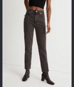 High-Rise Straight Leg Dark Brown Jeans