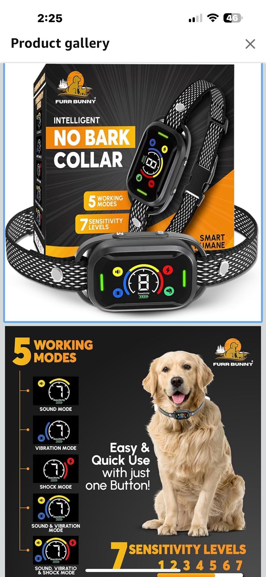 2025 Upgraded Intelligent Dog Bark Collar for Medium and Large Dogs - Beep, Vibration and Safe Static Shock, 7 Sensitivity Levels Adjustment - Effect