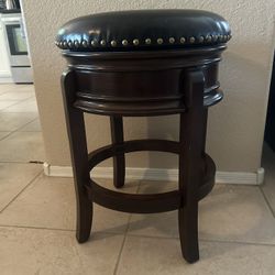 Wooden Stool With Leather Seat