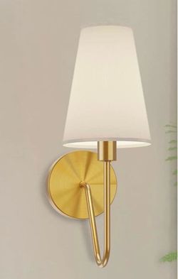 Pair Elegant gold wall sconce  lamps with white shade.brand new with box