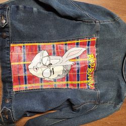 Brand New Jean Jacket Bad Bunny *painted* size S WOMEN