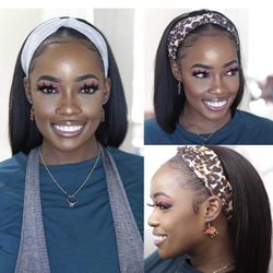 10 Inch Human Hair Wig Weave Headband Unit Straight Bob