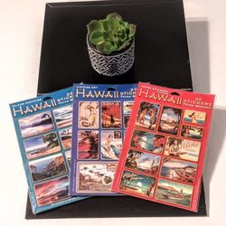 Set Of 3 Hawaii Vintage Florals And Travel Posters Sticker Sets