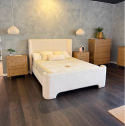 Crate & Barrel Inspired Bed | Curved Shelter Headboard | Queen & King