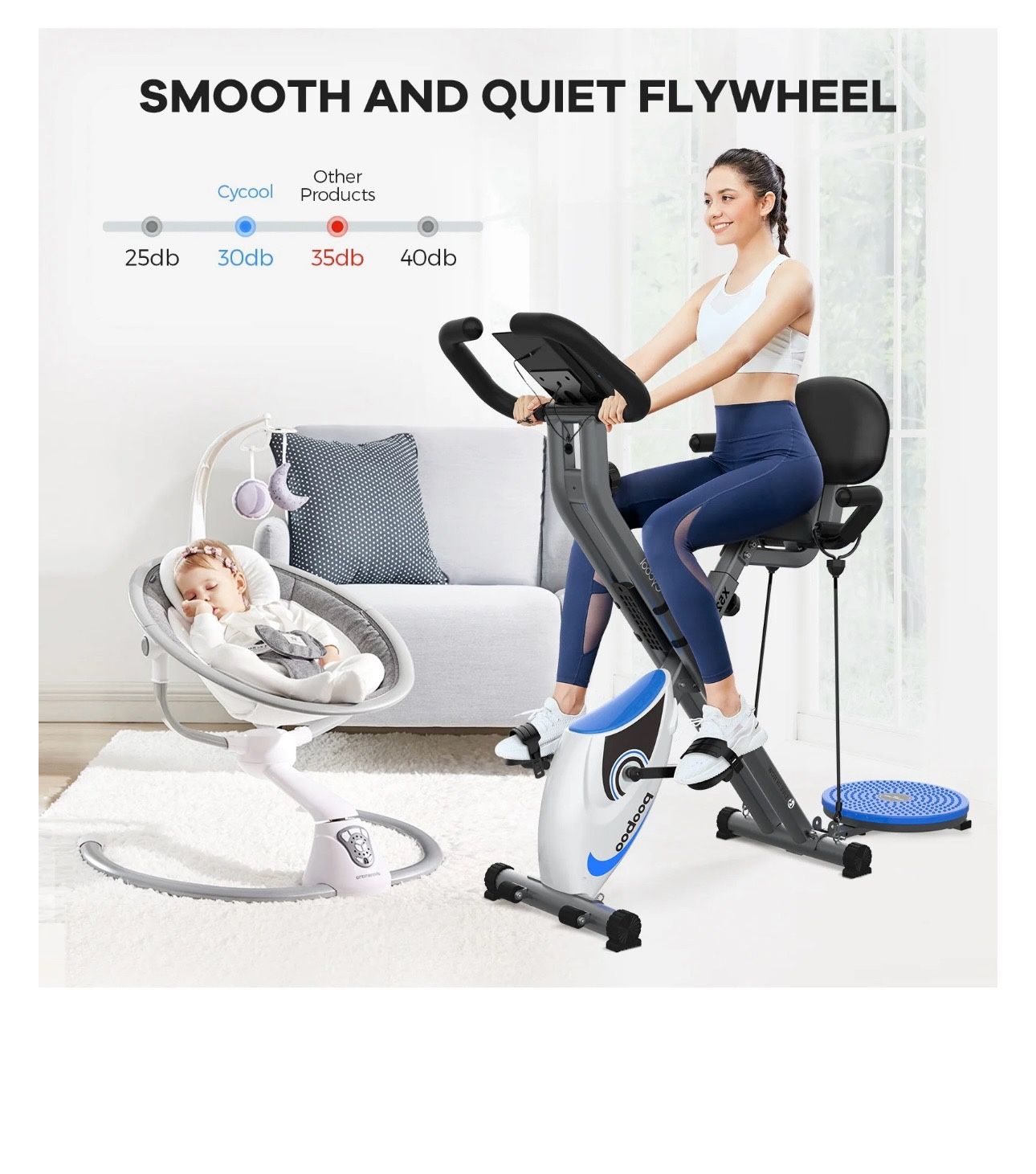 Pooboo IN Folding Exercise Bike Stationary Workout Exercise