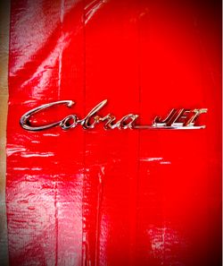 Vintage Cobra Jet script emblem, see description