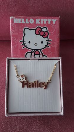 Brand new Customized Hello Kitty Hailey name plate necklace 10 karat gold over sterling silver