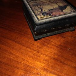 Russian Lacquer Winter Scene Trinket Box 