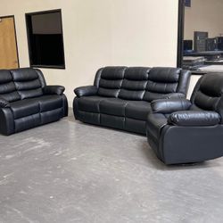 Black 3 Piece Sofa Recliner Set FINANCING AVAILABLE 