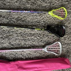 Lacrosse Sticks And Bag