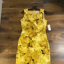 Brand New Womans Madison Grey brand Yellow Floral Bodycon Dress Up For Sale 