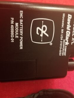 David Clark Headset "XL Series"ESC 60 Hr. Battery Pack And Helicopter Plug In Cord. With Spare Battery Cartridge.
