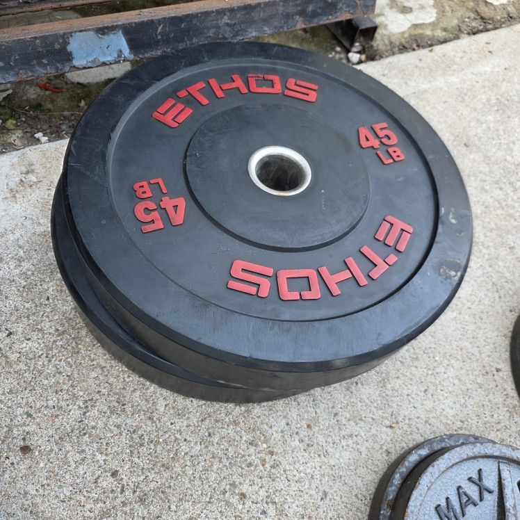 Ethos 2-45lb Olympic Bumper Plates 