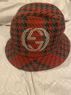 Gucci Red And Teal Patterned Knit Bucket Hat