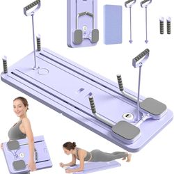 Pilates Board - Pilates Reformer Set, Multi-Purpose Foldable Pilates Reformer Board for Home, 5 in 1 Pilates Sliding Board (Purple)