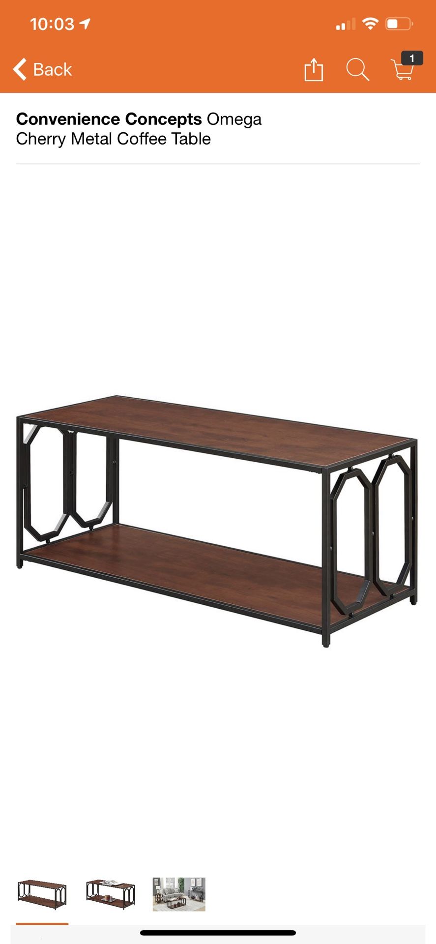 Cherry Metal Coffee Table. Interior furniture outdoor patio