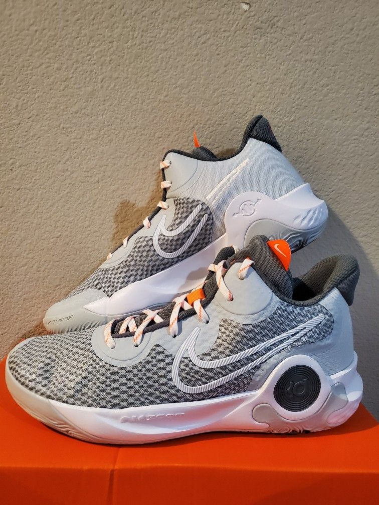 Nike KD Trey IX Pure Platinum White Cool Grey Orange Men's Size