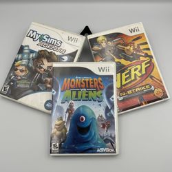 Action & Adventure Wii Games Bundle Nerf N-Strike / Monsters vs. Aliens / MySims Agents