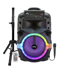 QFX15” Bluetooth Speakers With wired microphone, stand, wireless remote Control  🎶🎙️🎶🎶