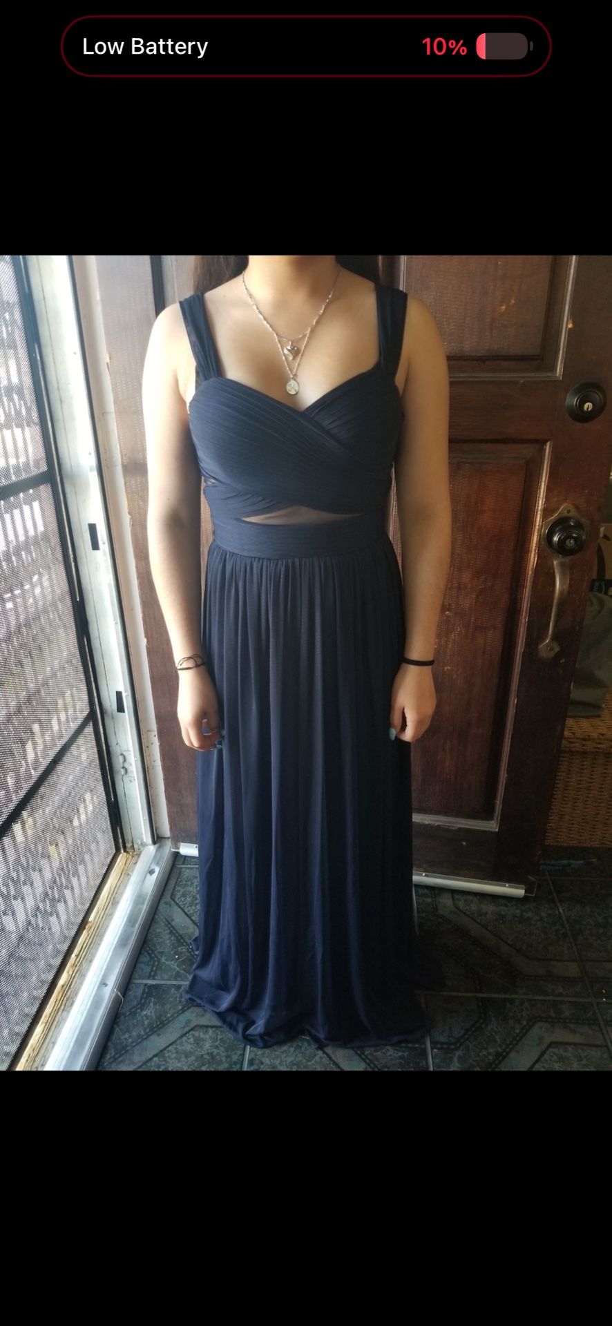 Navy Blue Long Mesh Dress Size Small