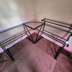 Glass Top Corner Desk
