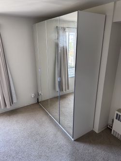 IKEA PAX Custom Wardrobe - Mirrored Doors, Drawers and Double Hanging (78 in W)