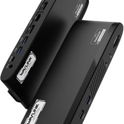 WAVLINK DisplayLink Docking Station, Dual Monitor for Mac M1/M2/M3/M4 & Windows, 14-in-1 with 100W 2 DP/2 HDMI 4K, SD/TF, 5 USB Ports, Ethernet, Audio