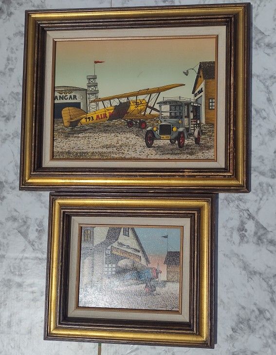 Vintage Pair Oil Painting By H.Hargrove Carson Serigraphs Framed