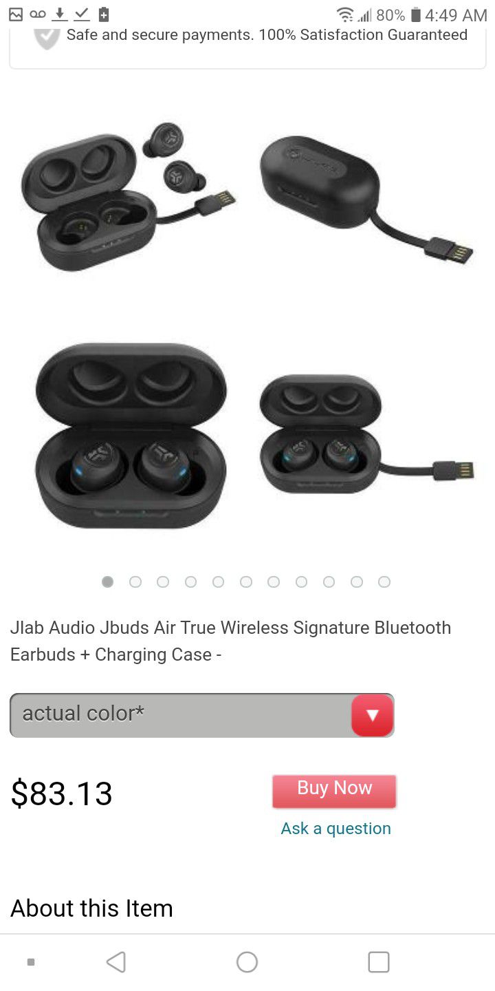 JLAB wireless earbuds w charging port