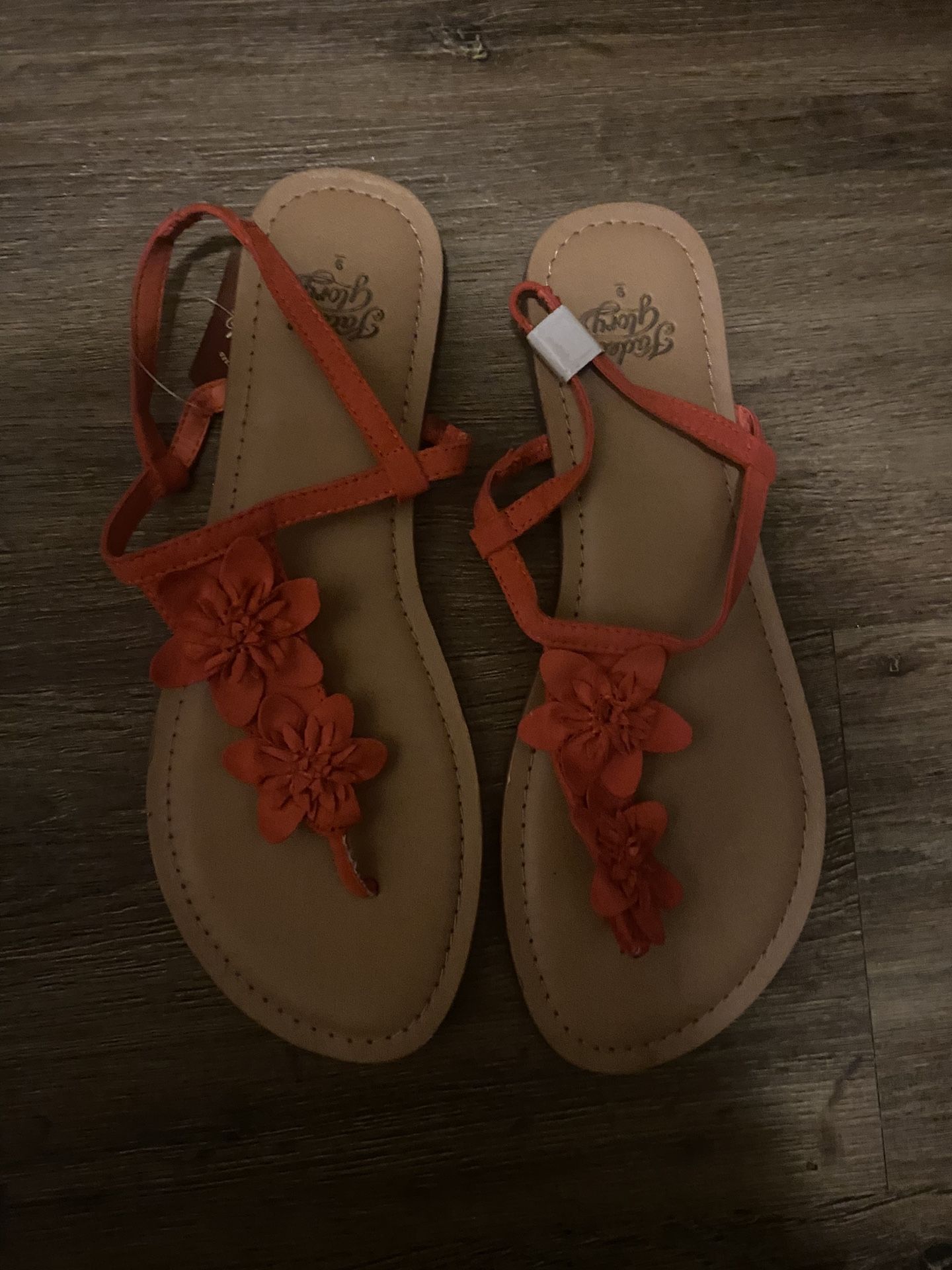 New Orange Floral Sandals