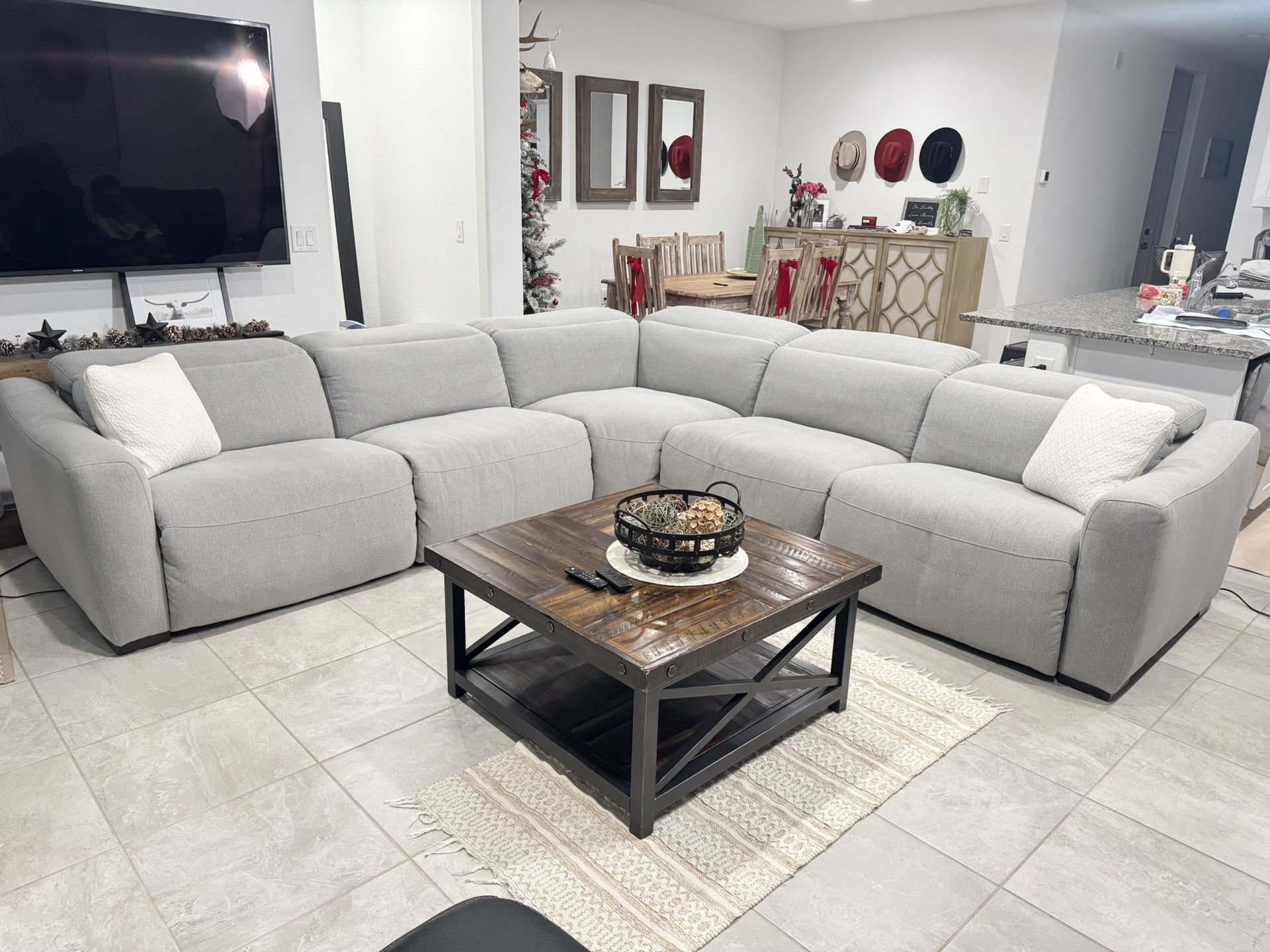Grey Modular Power Reclining Sectional Couch
