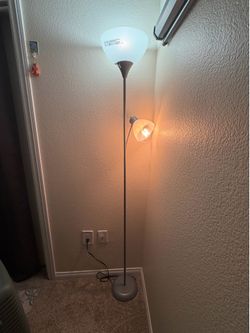 Torchiere Floor Lamp w/ Reading Light – Bulbs Included – $15