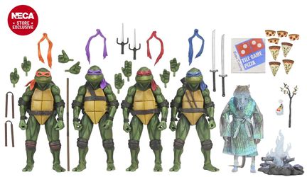 Neca TMNT 35th Anniversary 5 Pack with Spirit of Splinter & NECA Street Scene Diorama (90s Movie)