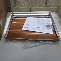 Teak Wood Aluminum Silver Shower Seat 18” 