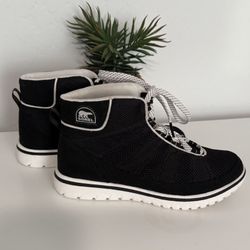 New SOREL Tivoli Go High Top Sneaker Boots Rocket Black Womens Size 6 Shoes 